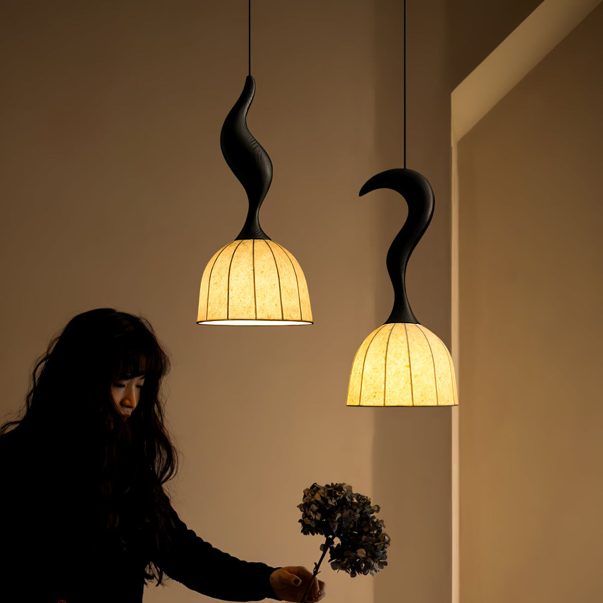 Elowen Twisted Wood Pendant Light