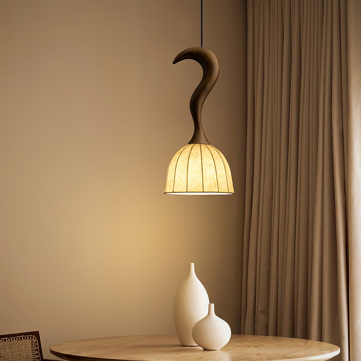 Elowen Twisted Wood Pendant Light