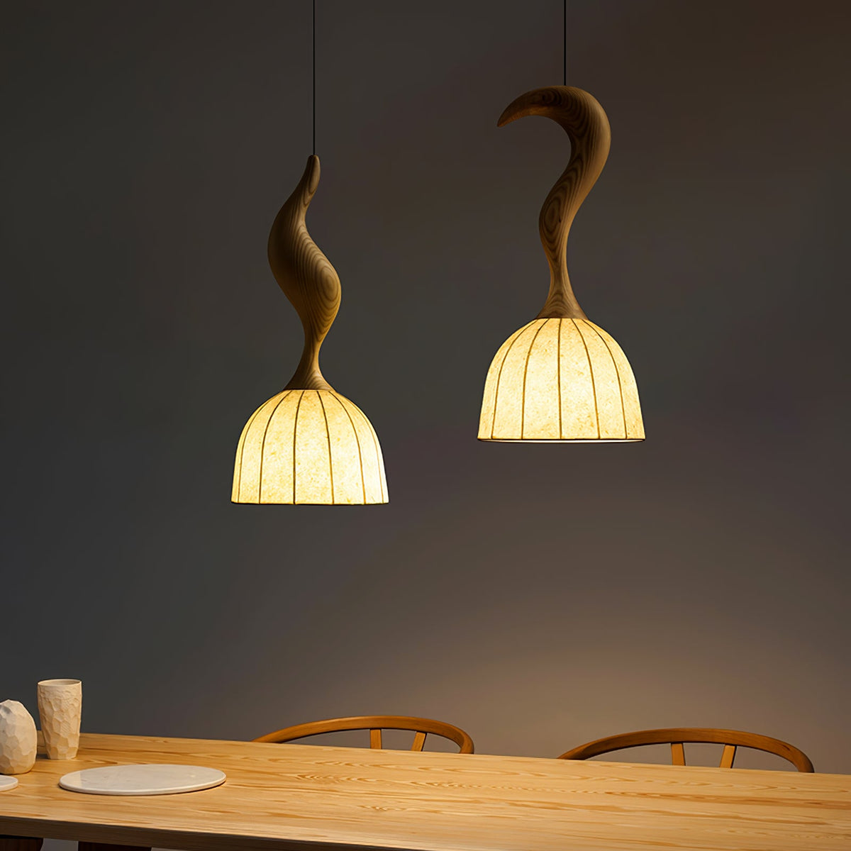 Elowen Twisted Wood Pendant Light
