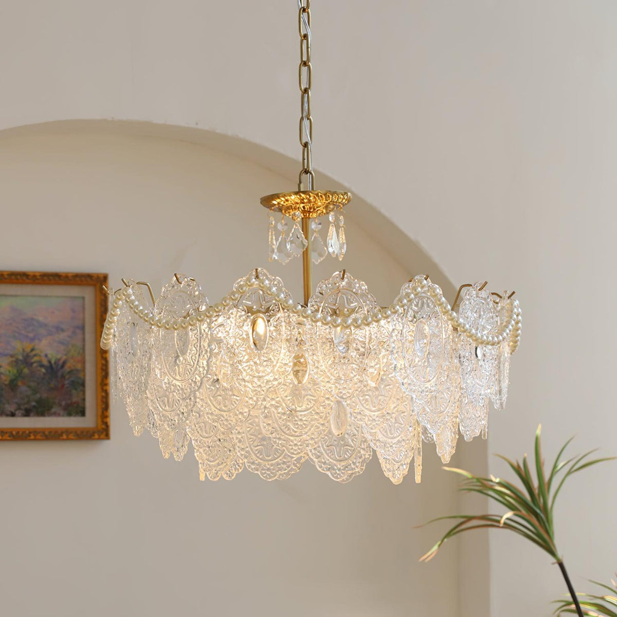 Embossed Pearls Crystal Chandelier
