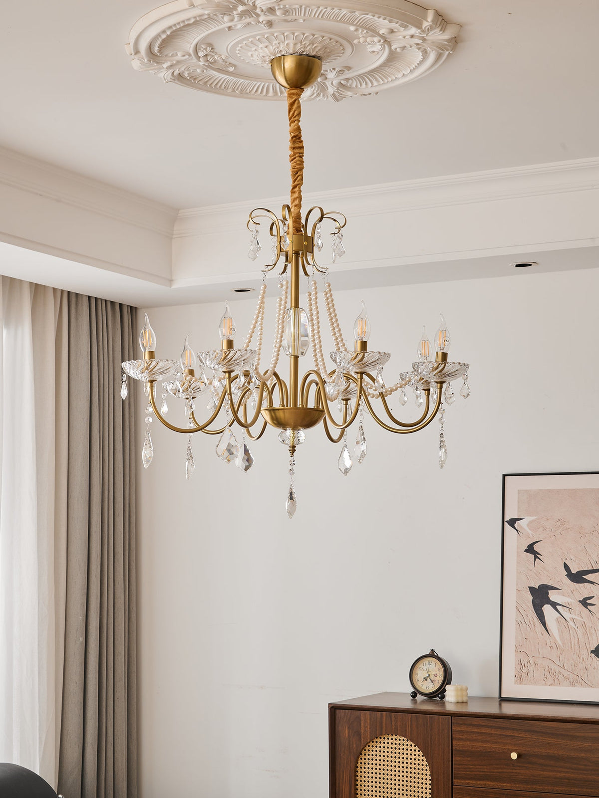 Evaria Crystal Pearl Chandelier
