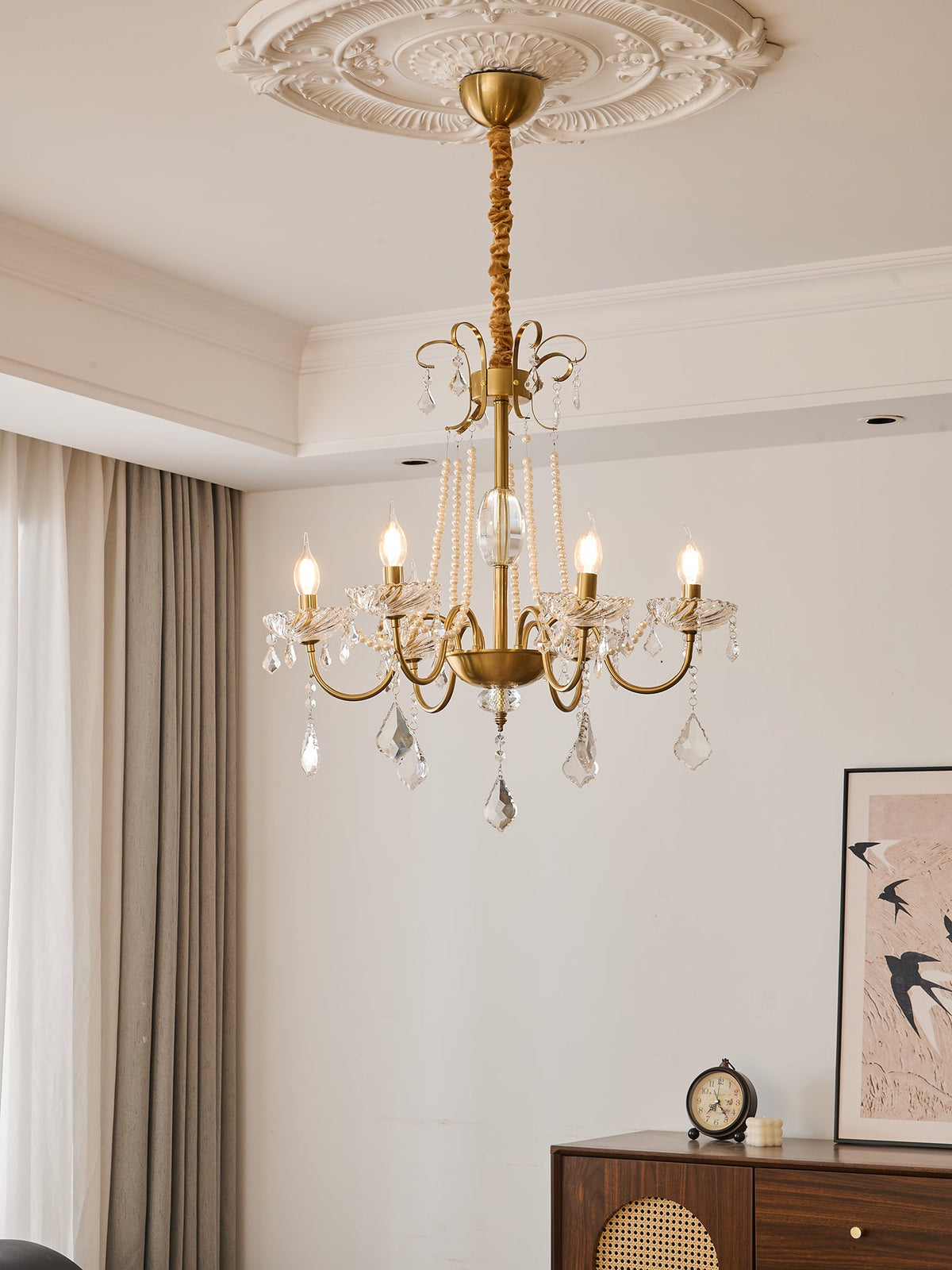 Evaria Crystal Pearl Chandelier