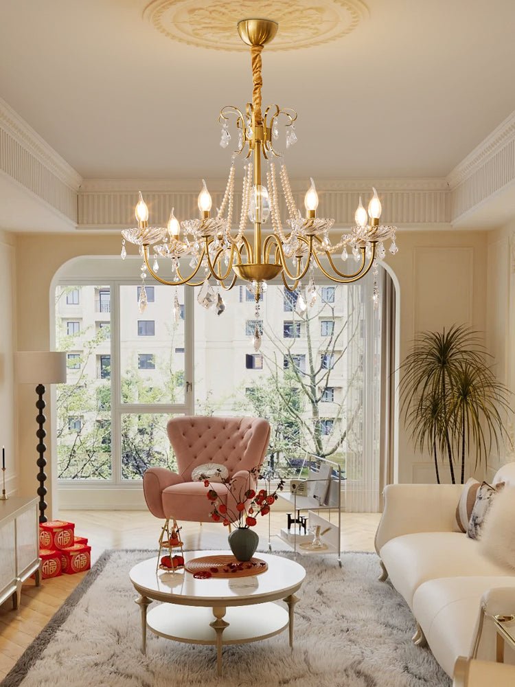 Evaria Crystal Pearl Chandelier