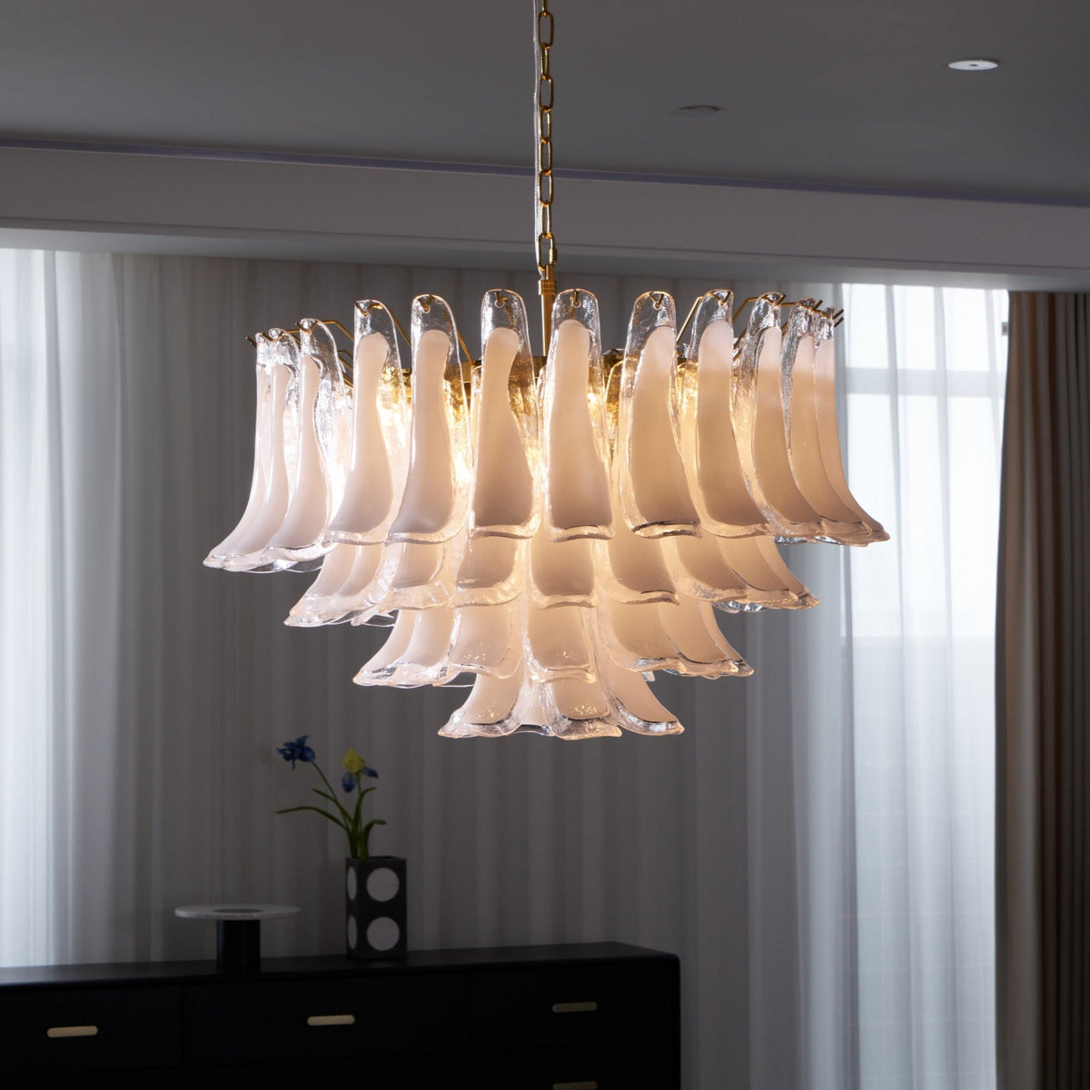 Fiora Pink Glass Chandelier