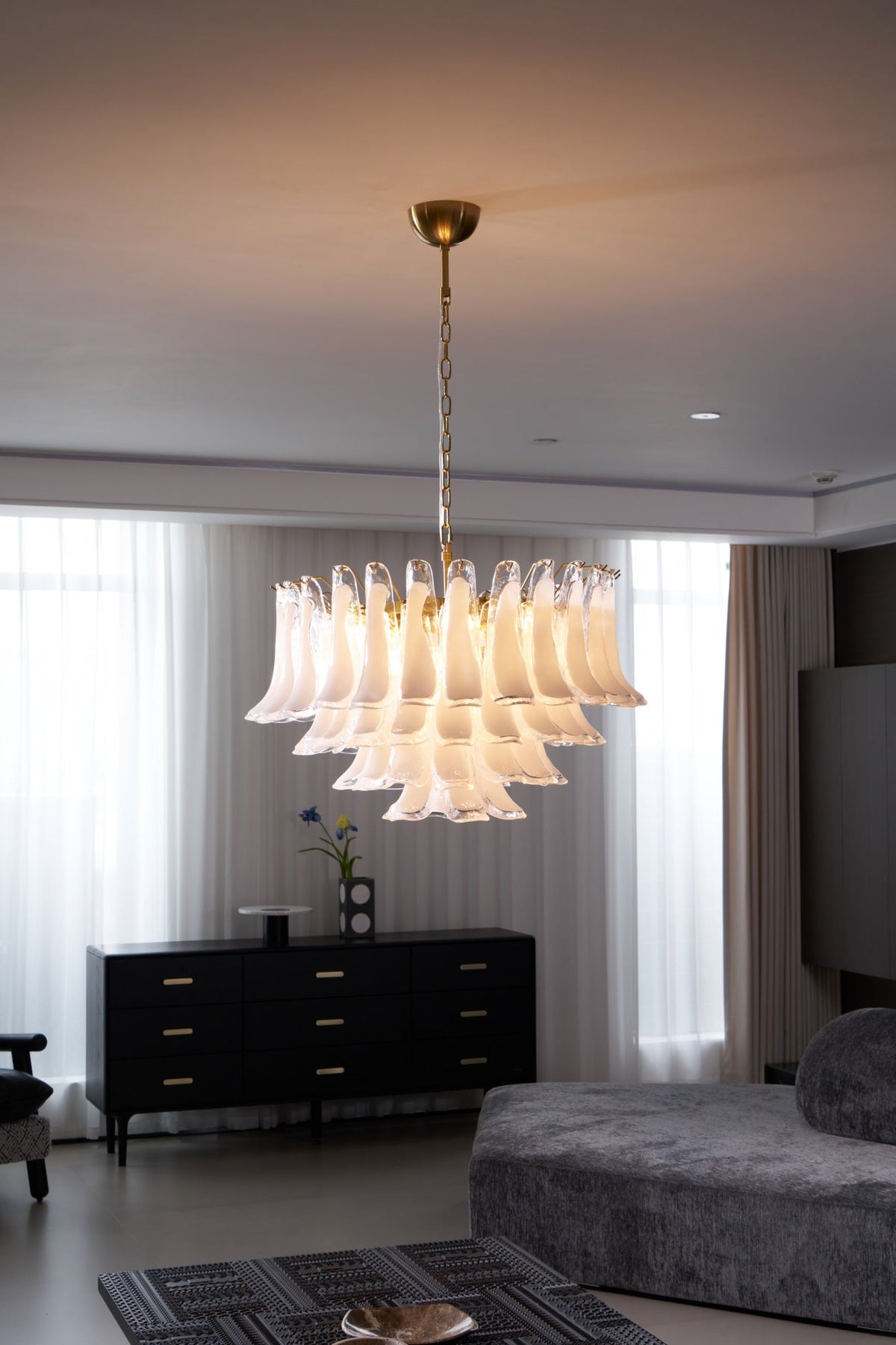 Fiora Pink Glass Chandelier