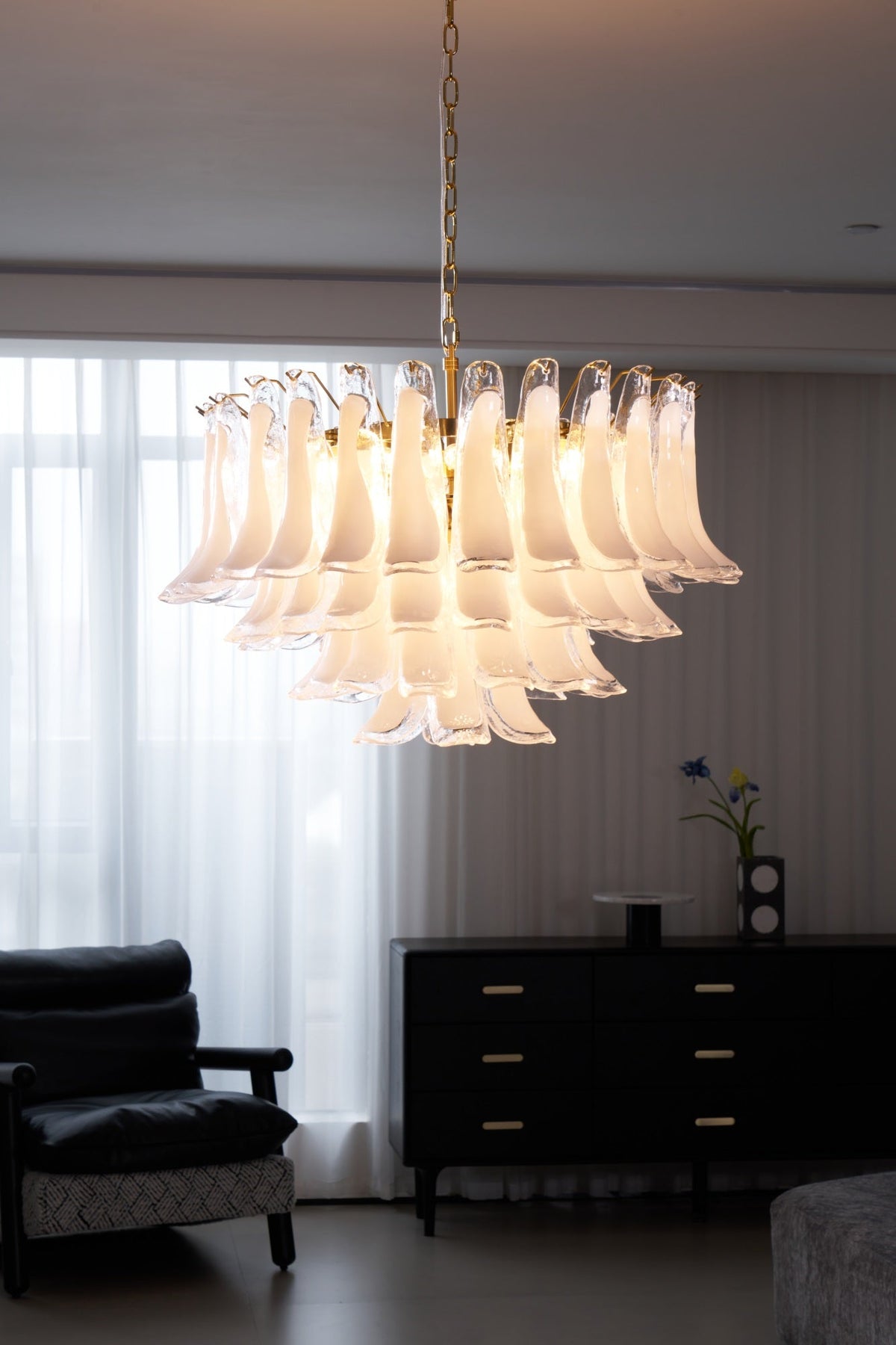 Fiora Pink Glass Chandelier