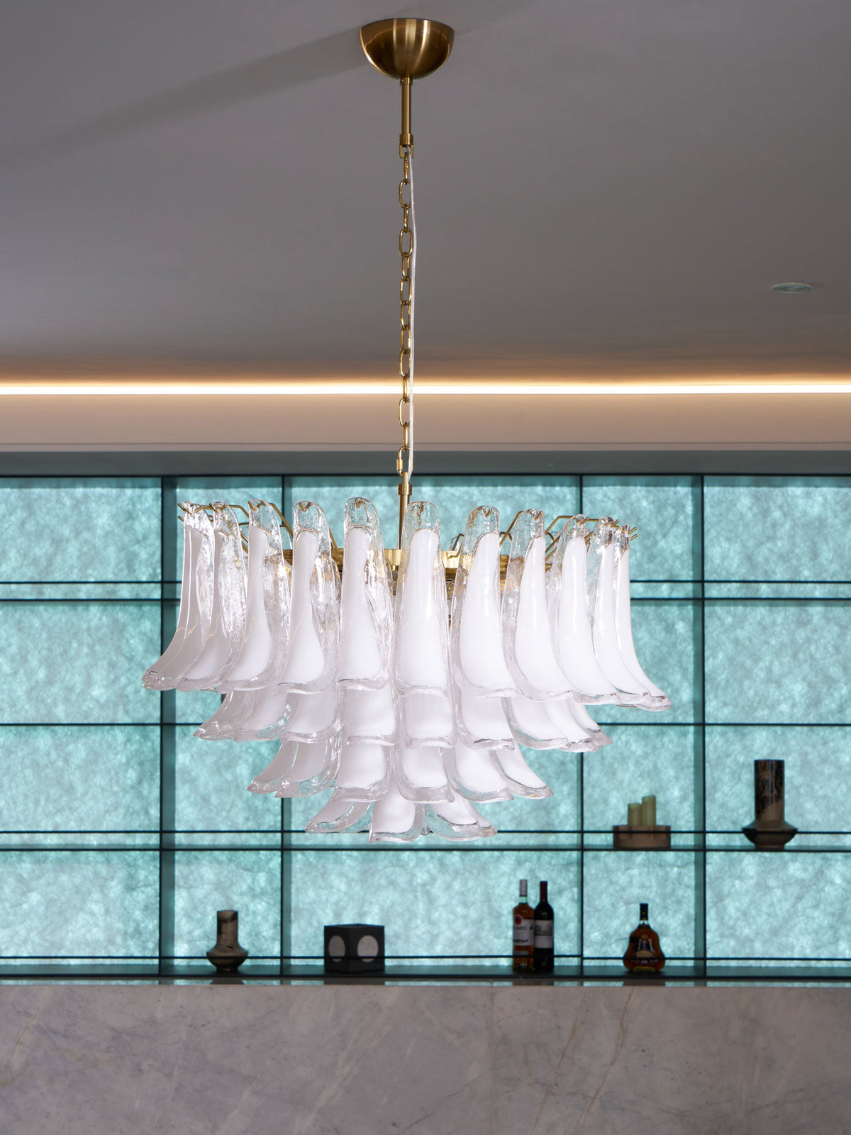 Fiora Pink Glass Chandelier