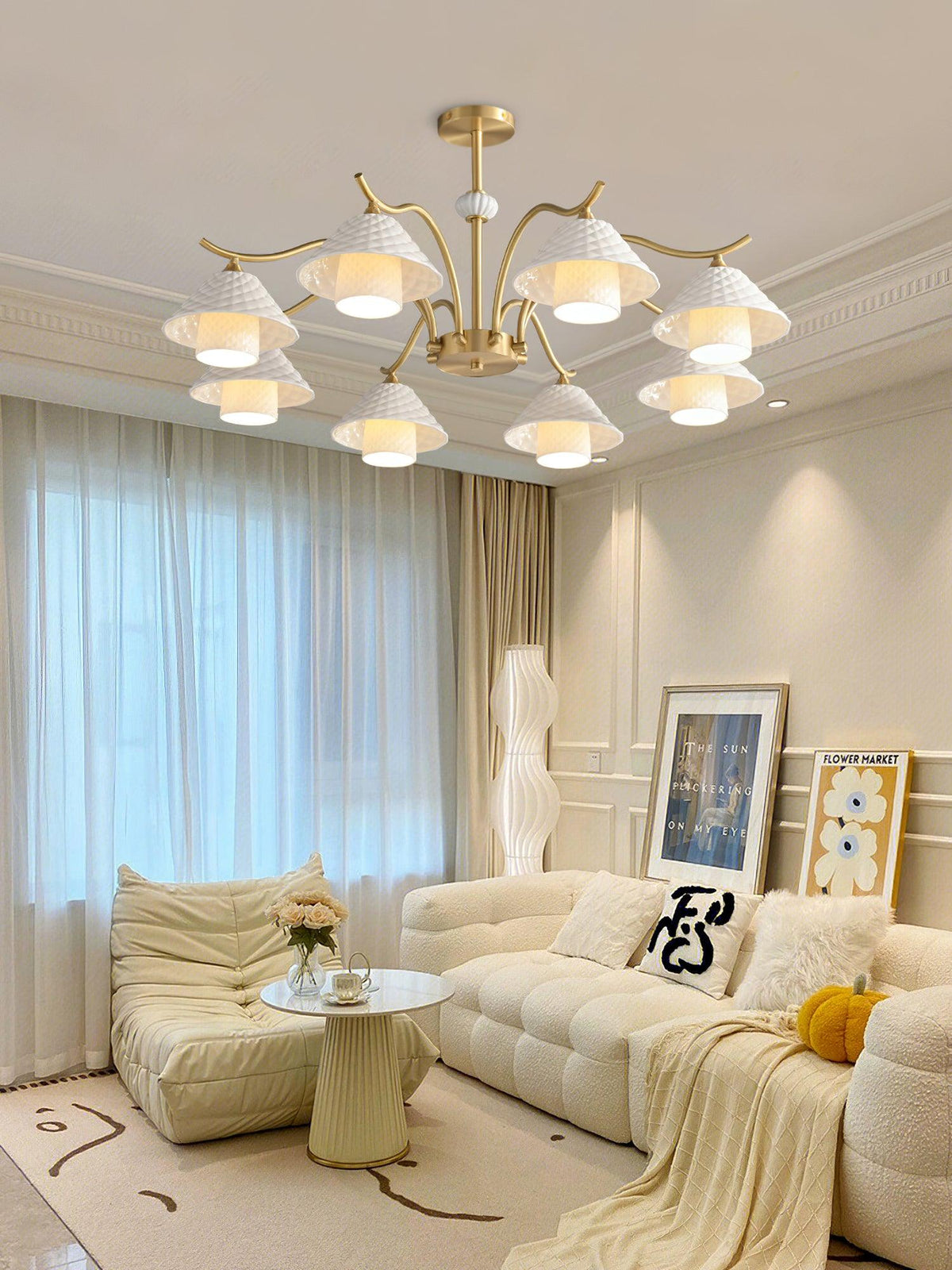 Flared Gold Ceramic Chandelier