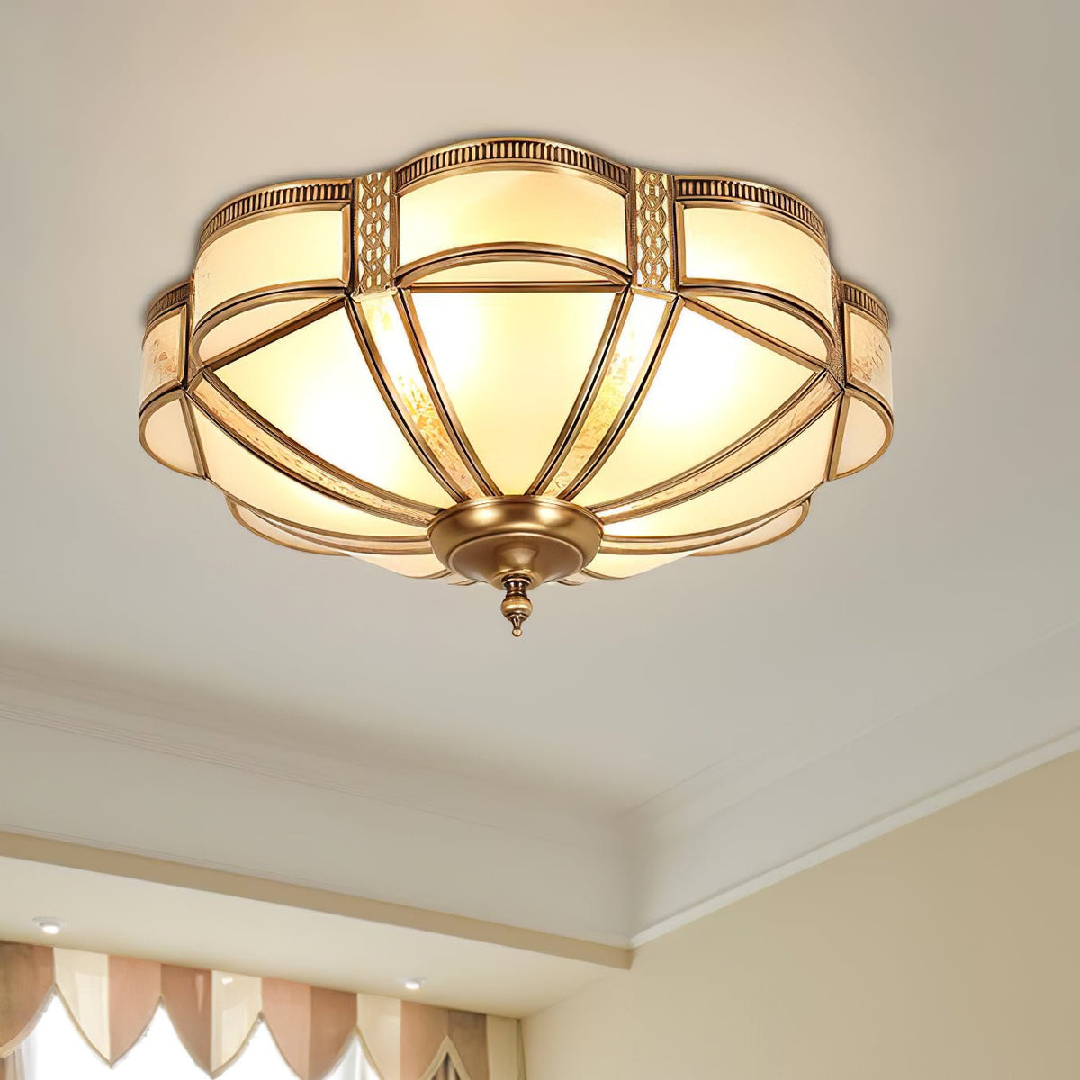 Floral Brass Ceiling Lamp
