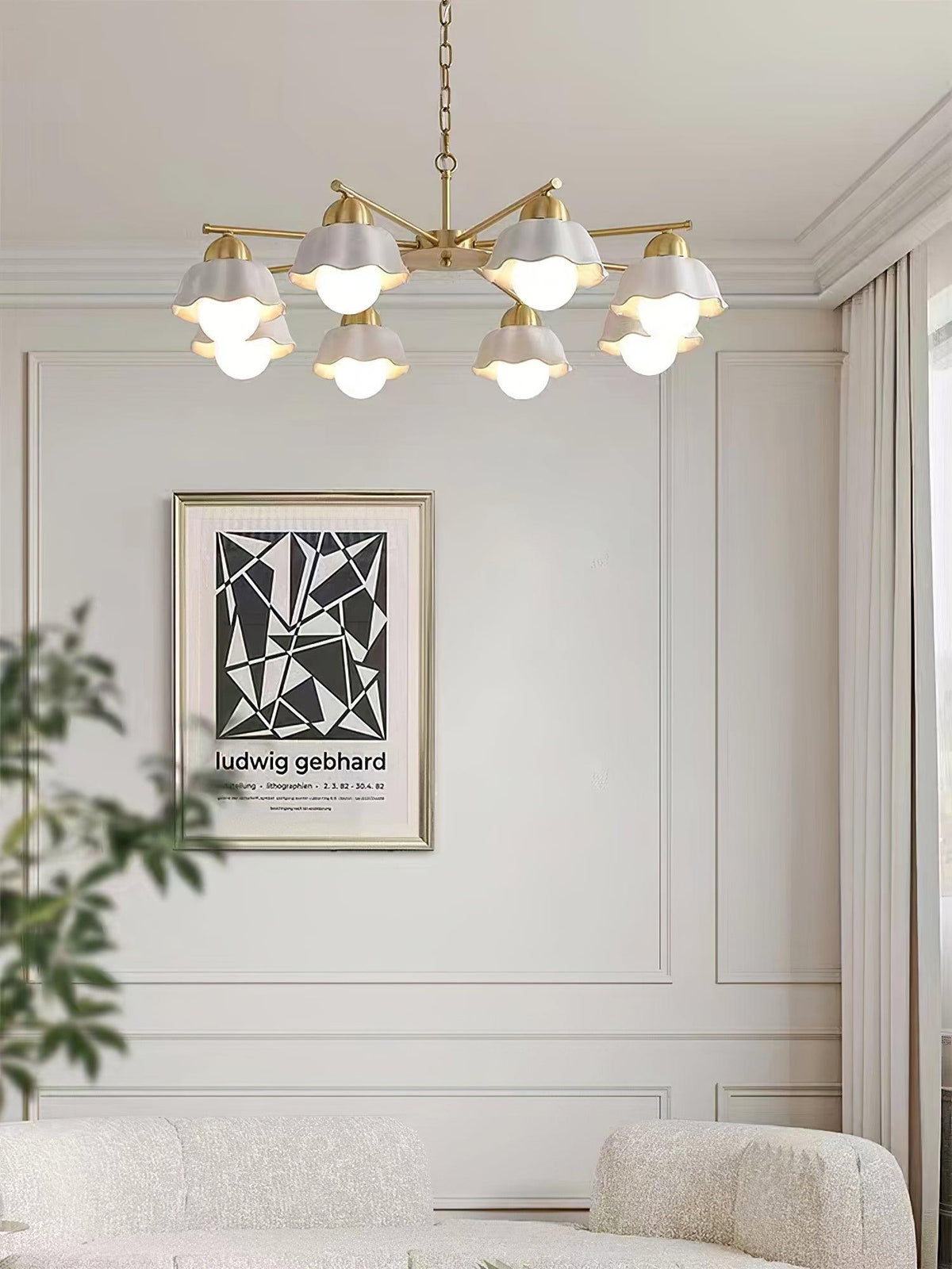 Flower Shade Brass Chandelier