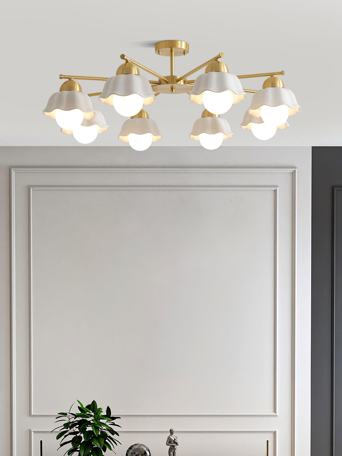 Flower Shade Brass Chandelier