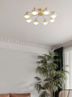 Flower Shade Brass Chandelier