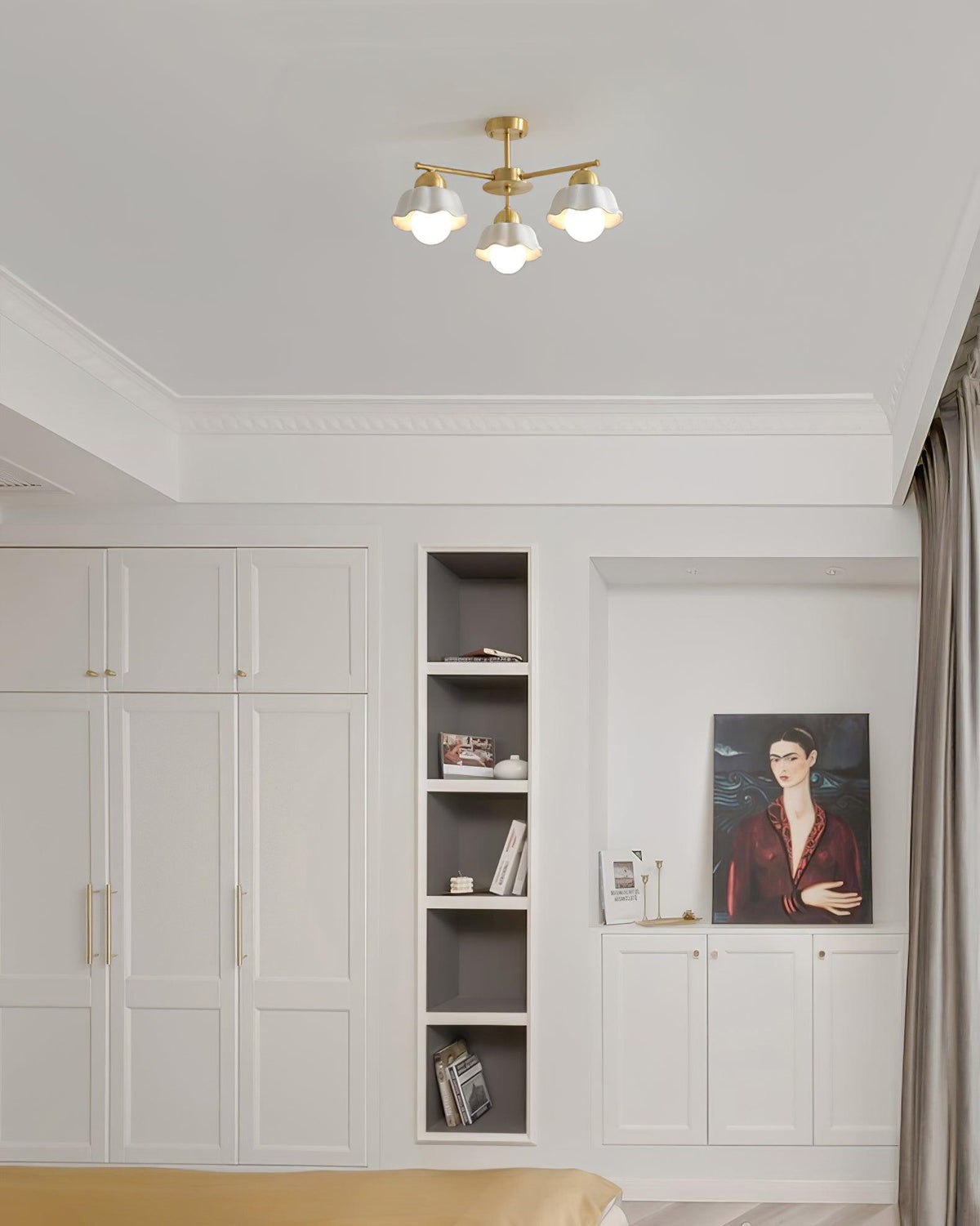 Flower Shade Brass Chandelier