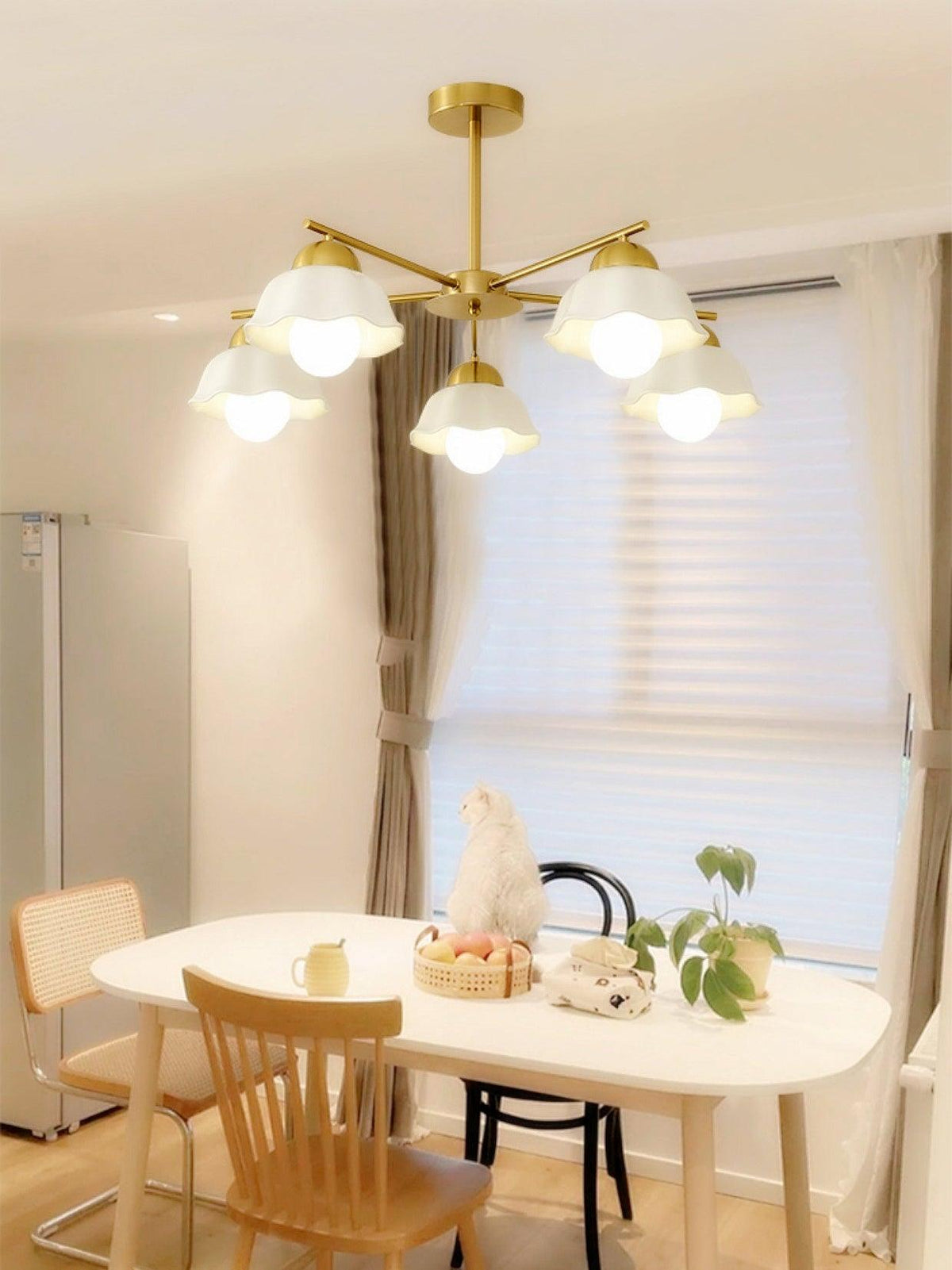 Flower Shade Brass Chandelier