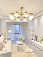 Flower Shade Brass Chandelier