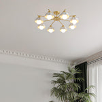 Flower Shade Brass Chandelier