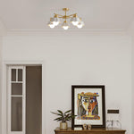 Flower Shade Brass Chandelier