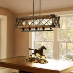 Rustic Industrial Linear Chandelier for Dining Rooms Farmhouse Rectangular/Square Light Fixture