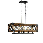 Rustic Industrial Linear Chandelier for Dining Rooms Farmhouse Rectangular/Square Light Fixture