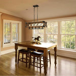 Rustic Industrial Linear Chandelier for Dining Rooms Farmhouse Rectangular/Square Light Fixture