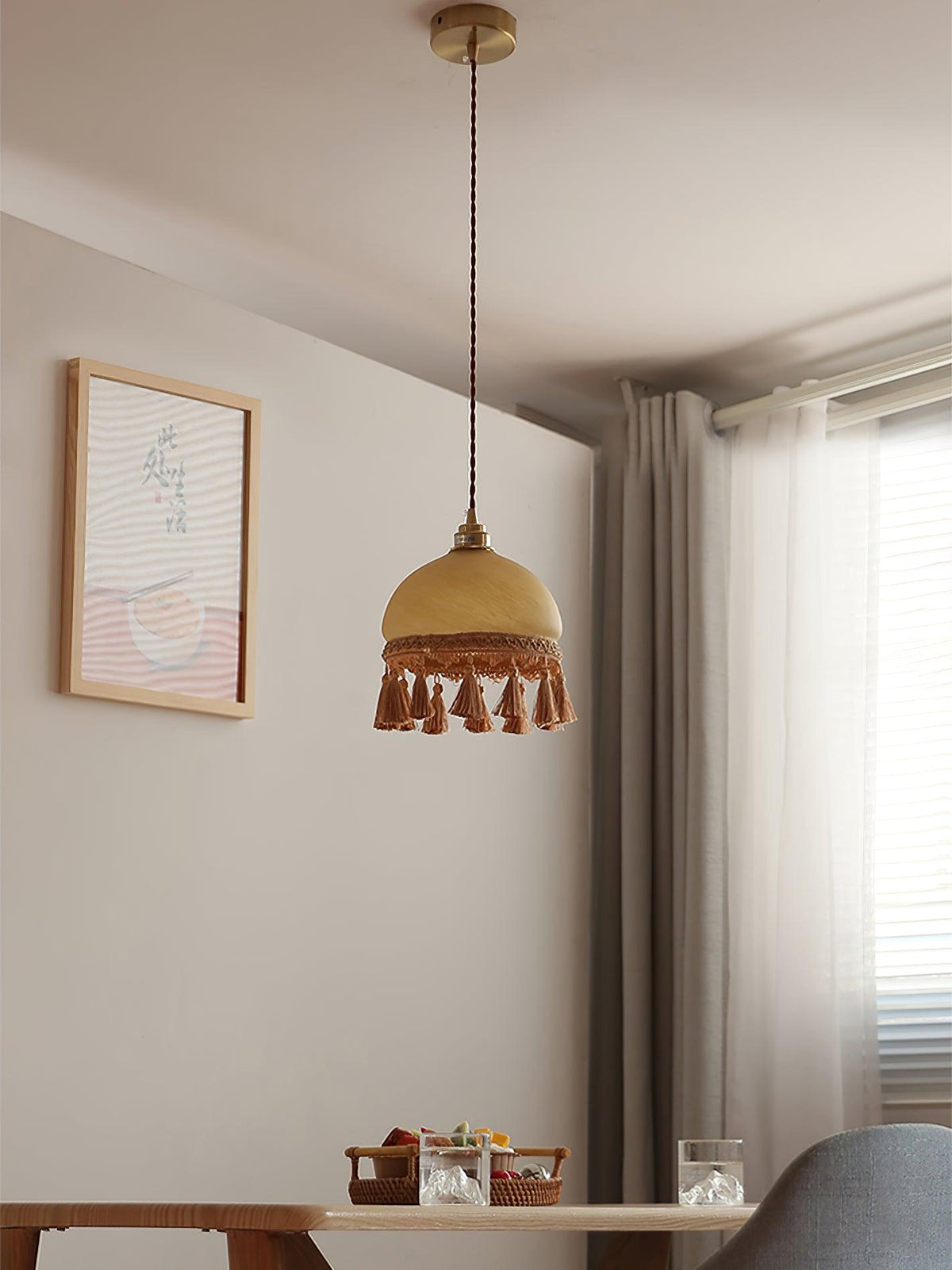French Tassels Brass Pendant Swag Light