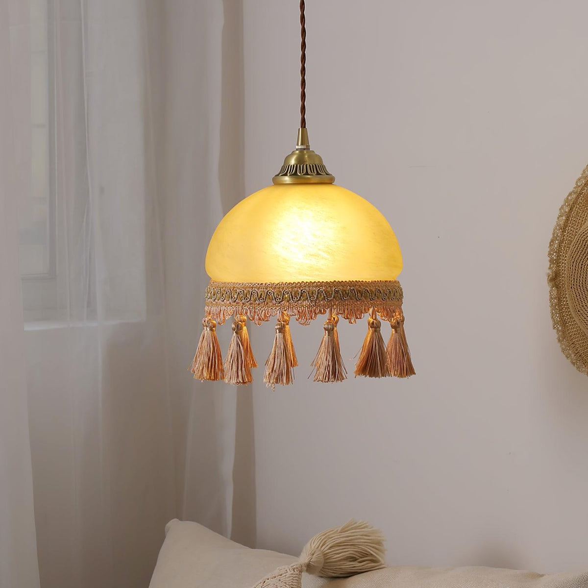 French Tassels Brass Pendant Swag Light
