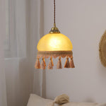 French Tassels Brass Pendant Swag Light