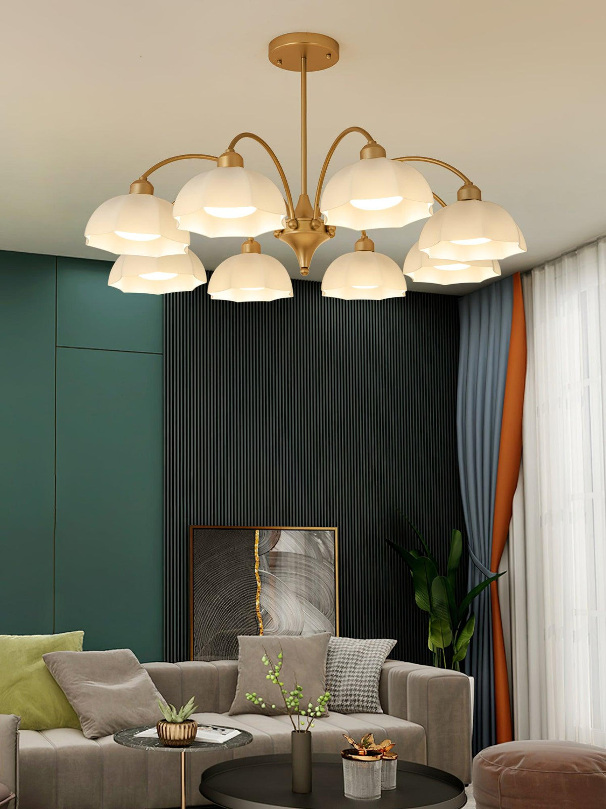 Frosted Glass Bell Chandelier