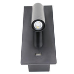 Black Bedside USB Wall Light