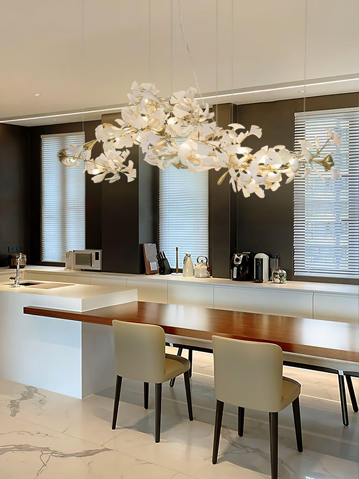 Modern Ginkgo Ceramic Chandelier