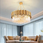 Gio Crystal Chandelier, Polished Gold