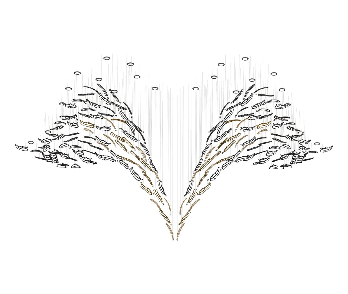 Glass Feathers Flying Chandelier