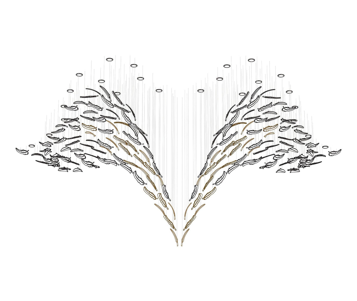 Glass Feathers Flying Chandelier