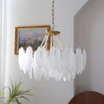 Glass Feather Pearl Chandelier