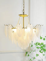 Glass Feather Pearl Chandelier