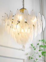 Glass Feather Pearl Chandelier