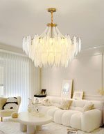 Glass Feather Pearl Chandelier