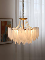 Glass Feather Pearl Chandelier
