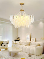 Glass Feather Pearl Chandelier
