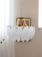 Glass Feather Pearl Chandelier