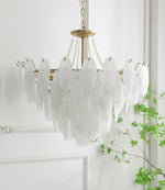 Glass Feather Pearl Chandelier