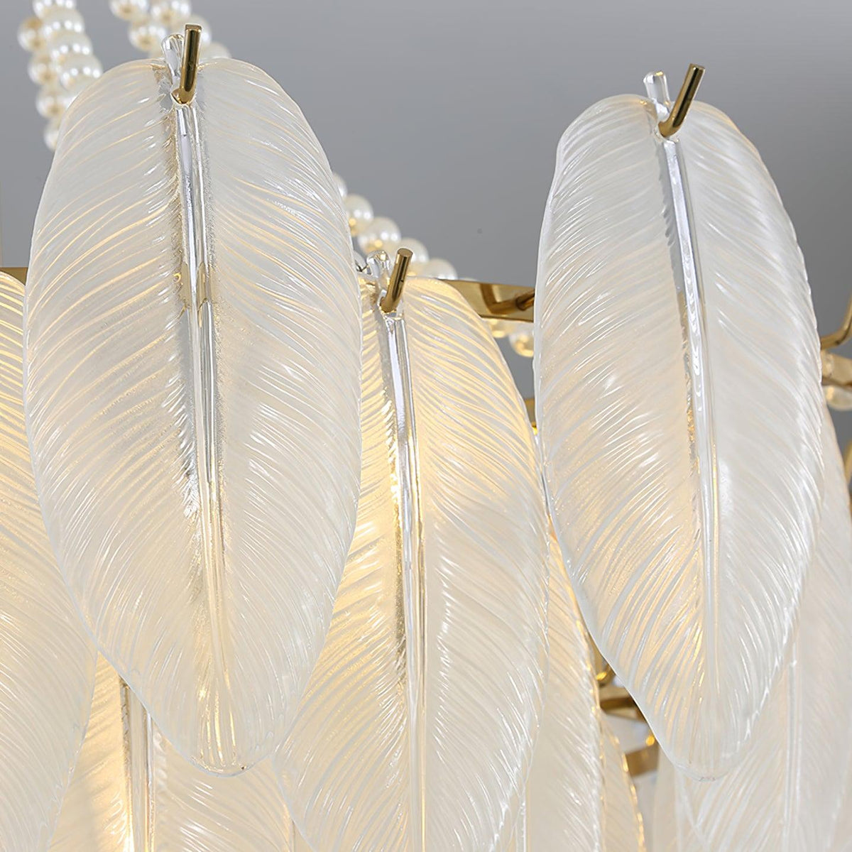 Glass Feather Pearl Chandelier