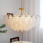 Glass Feather Pearl Chandelier