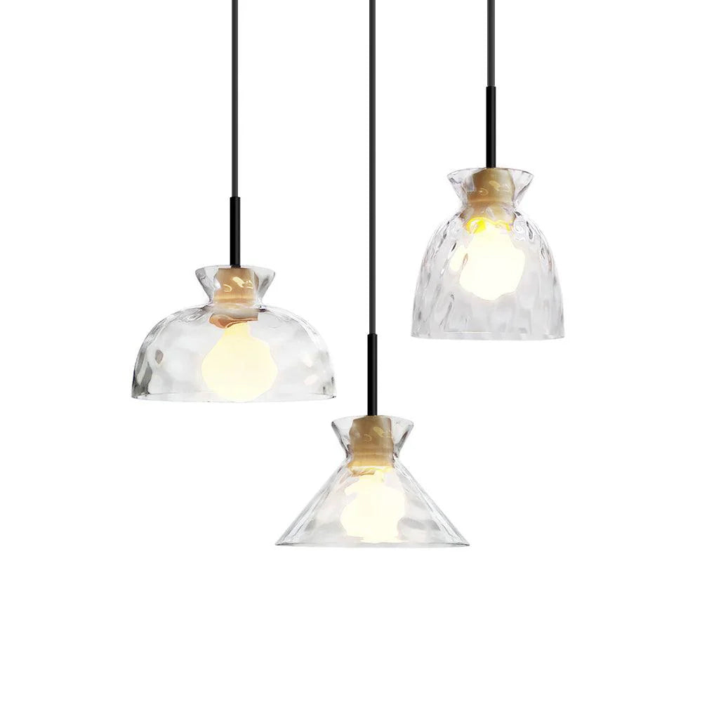 Glass Wood Pendant Light