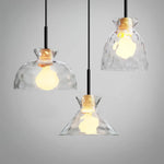 Glass Wood Pendant Light