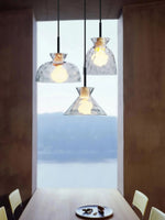 Glass Wood Pendant Light