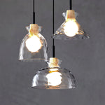 Glass Wood Pendant Light