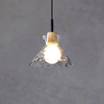 Glass Wood Pendant Light