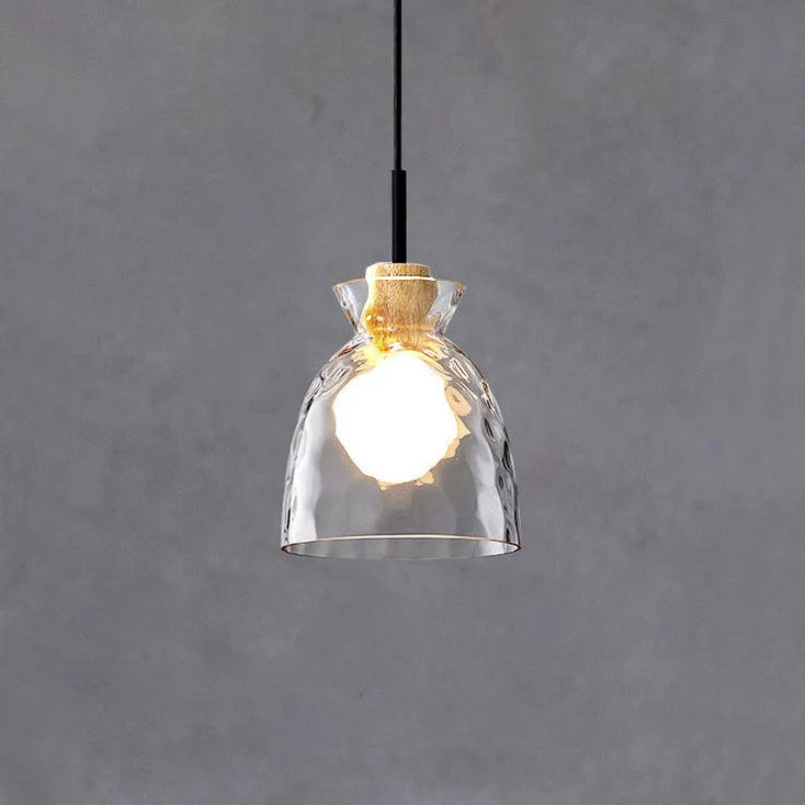 Glass Wood Pendant Light