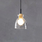 Glass Wood Pendant Light